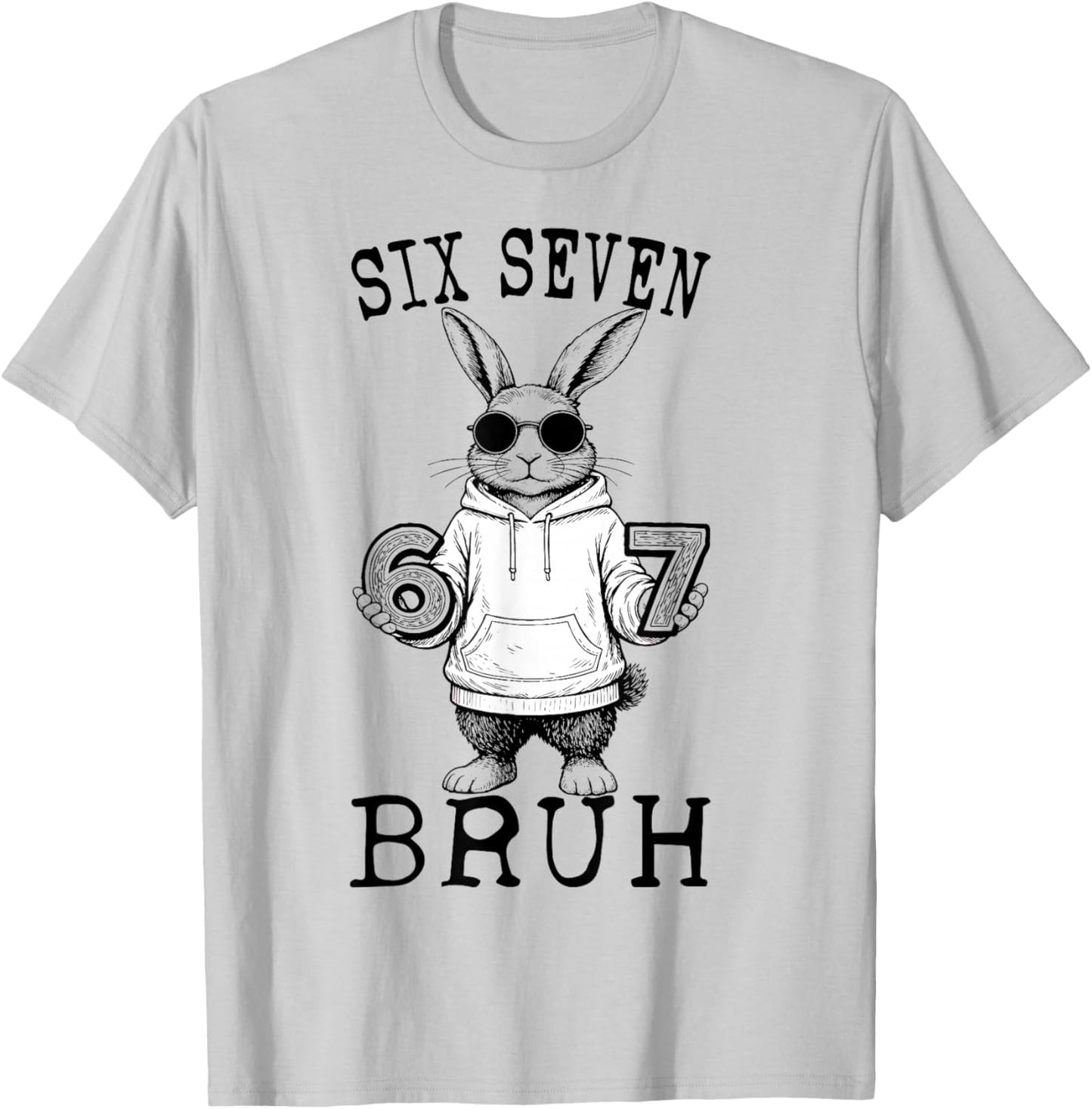 67 Six Seven Bruh Bunny with Sunglasses Easter Day Boys Kids T-Shirt - T-Shirt | Ash
