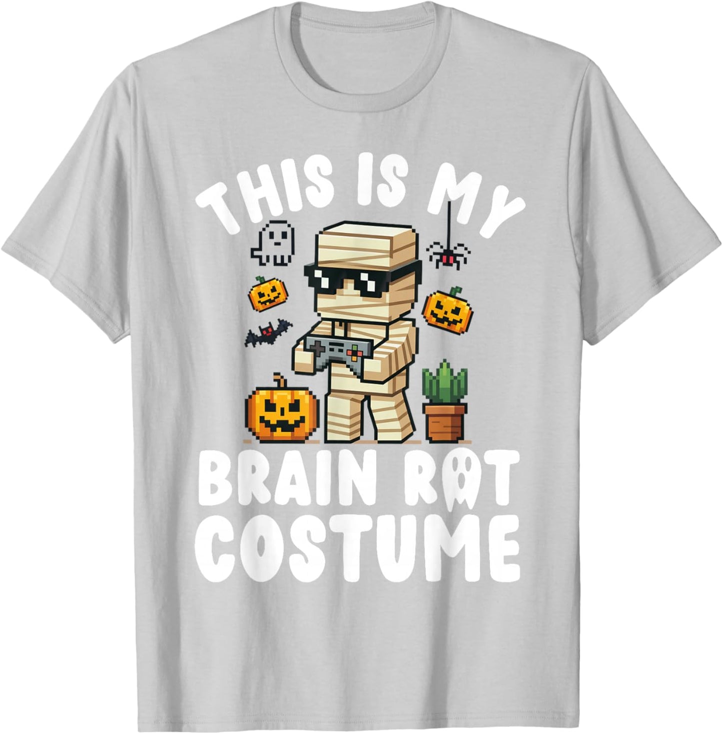 Brain Rot Halloween Shirt Costume Kids Brainrot Gamer T-Shirt - T-Shirt | Ash