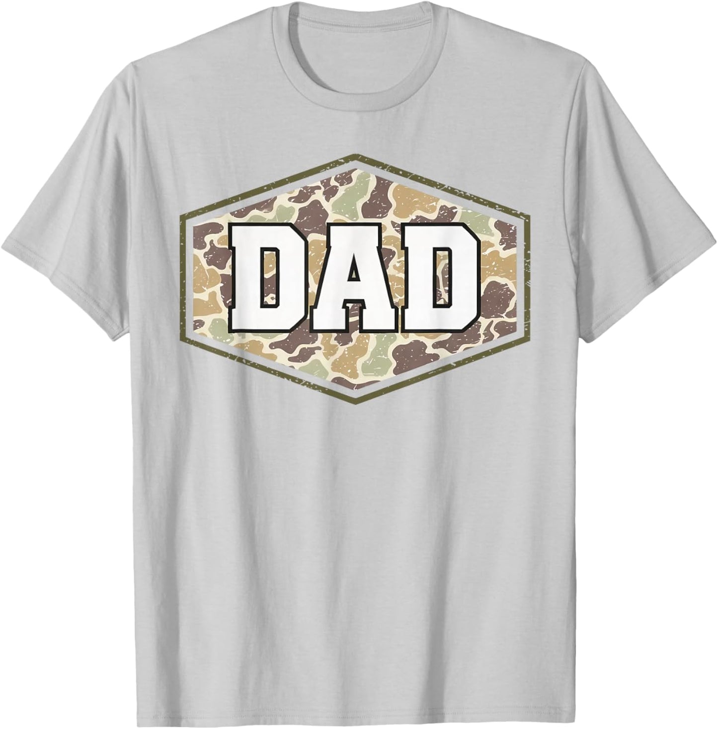 Retro Varsity Camo Dad Duck Hunting Camouflage Father’s Day T-Shirt - T-Shirt | Ash