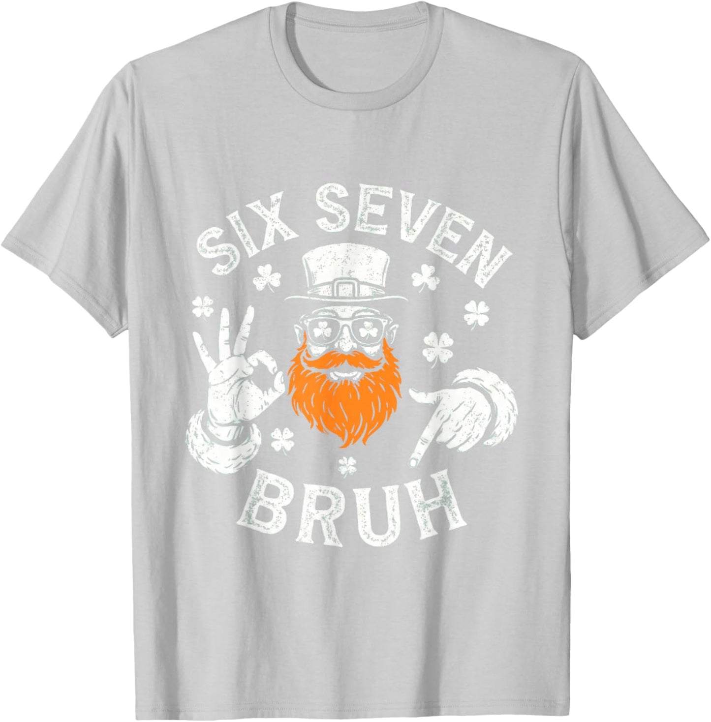 Boys st Patricks Day 67 Leprechaun Hands Six Seven Bruh Kids T-Shirt - T-Shirt | Ash