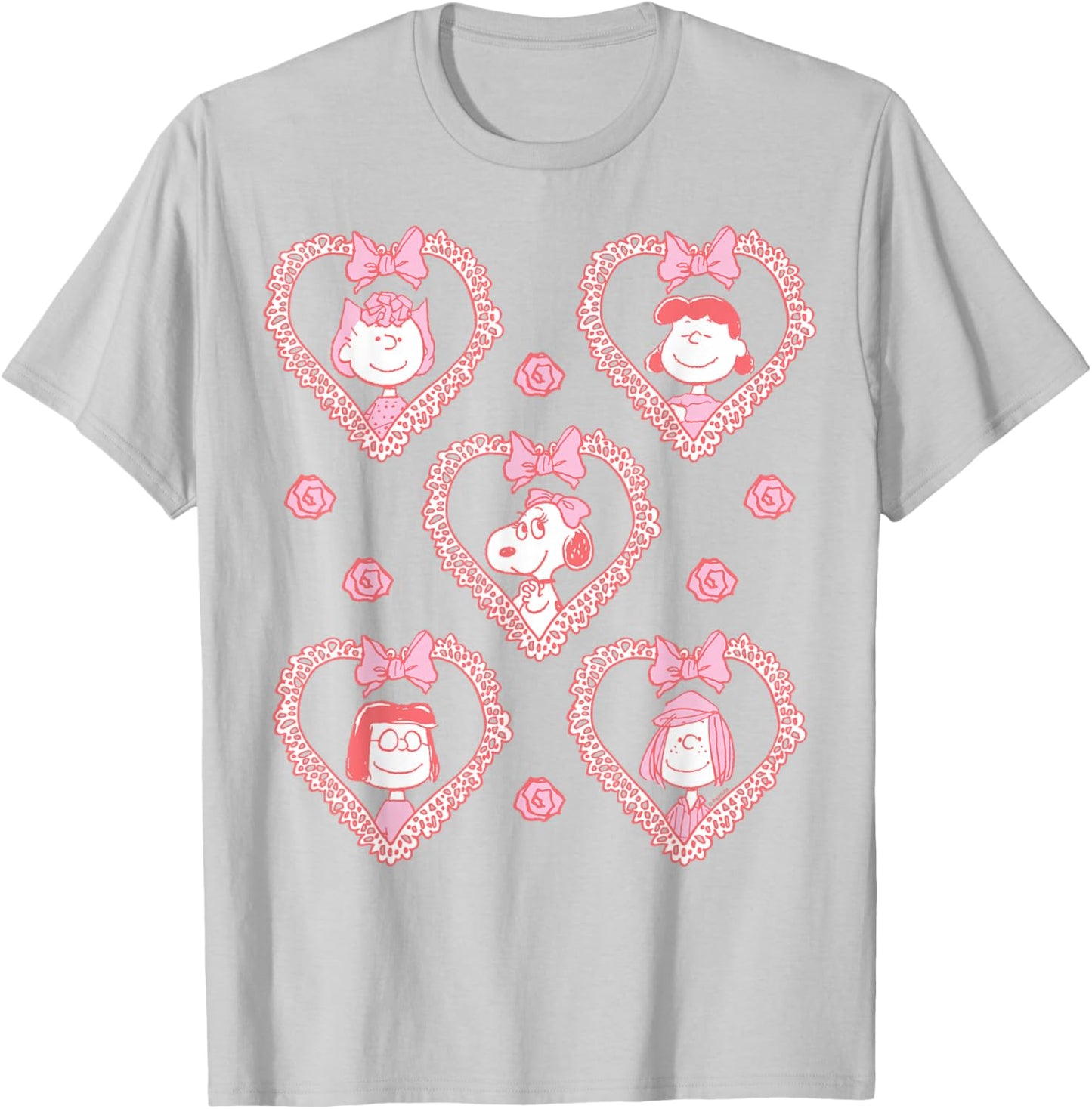 Coquette Hearts Snoopy and Friends T-Shirt - T-Shirt | Ash
