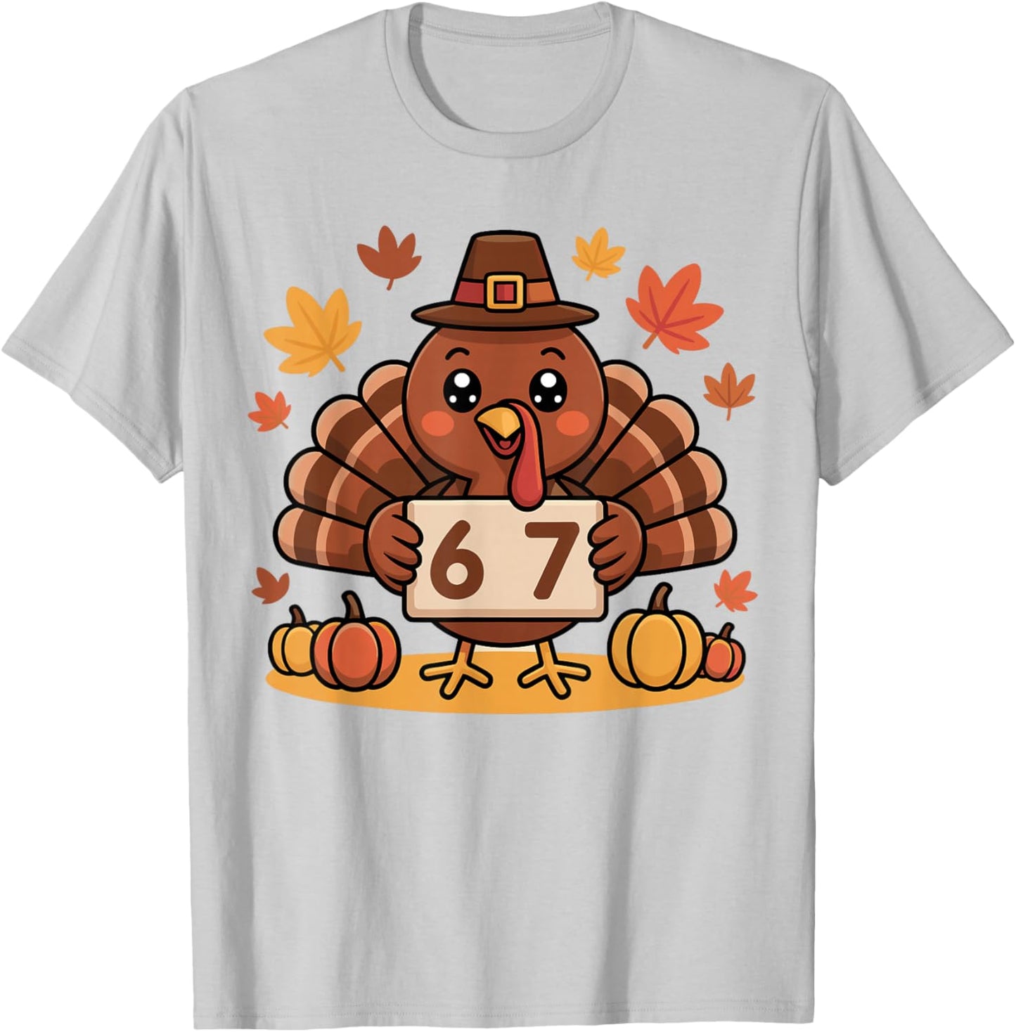 67 Thanksgiving Cute Turkey Funny Kids T-Shirt - T-Shirt | Ash
