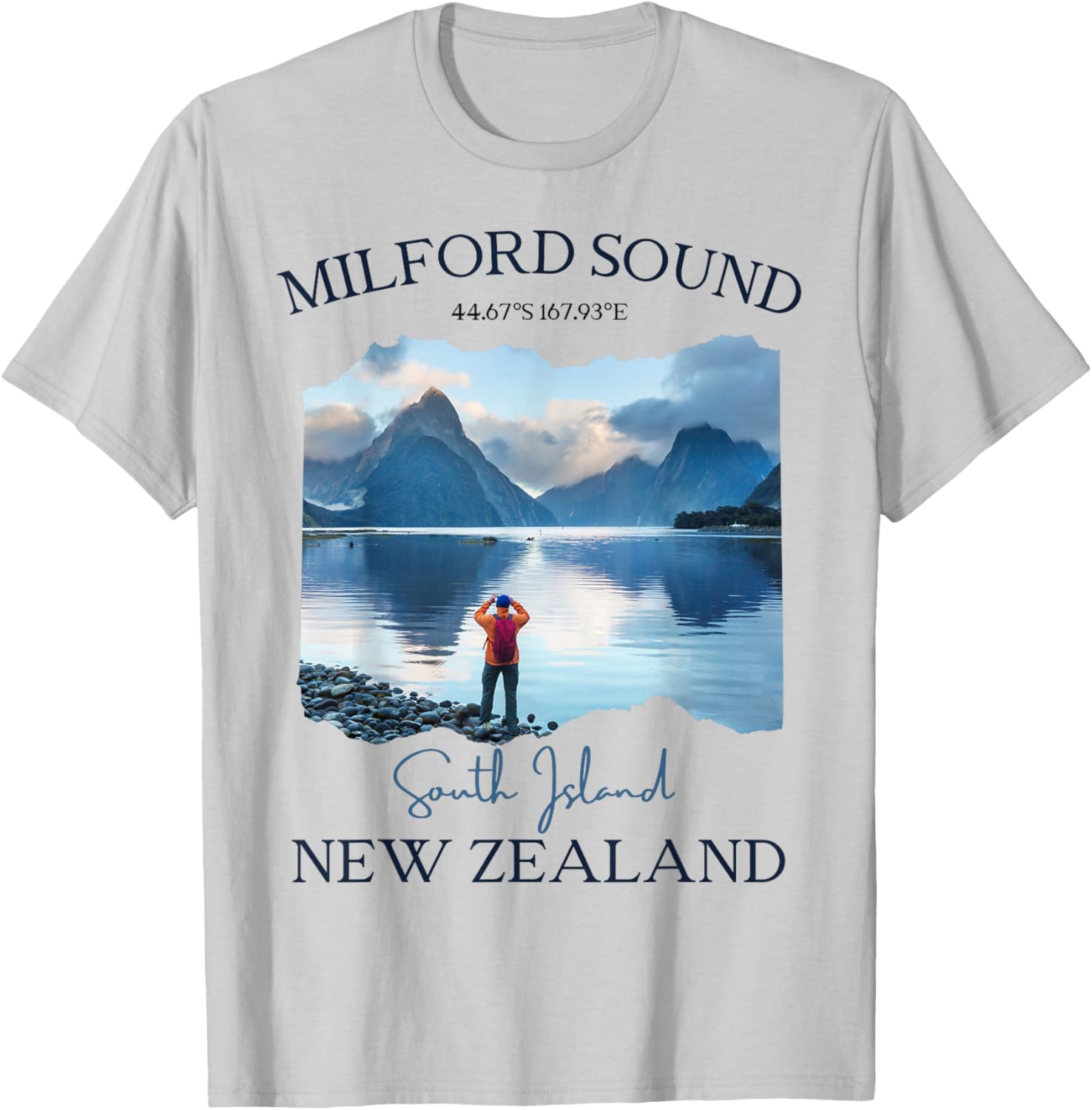 Milford Sound Fjord Hiking Souvenir Tourist Vacation Men Kid T-Shirt - T-Shirt | Ash