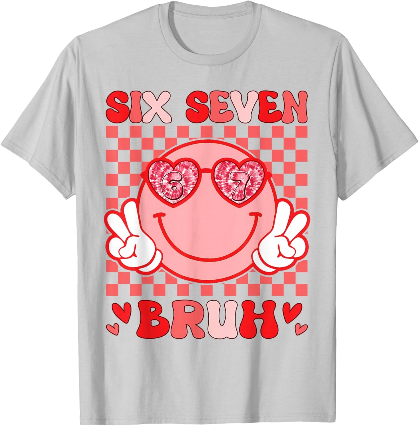 Valentine Vibes 6 7 Meme Groovy Valentines Day Women Kids T-Shirt - T-Shirt | Ash