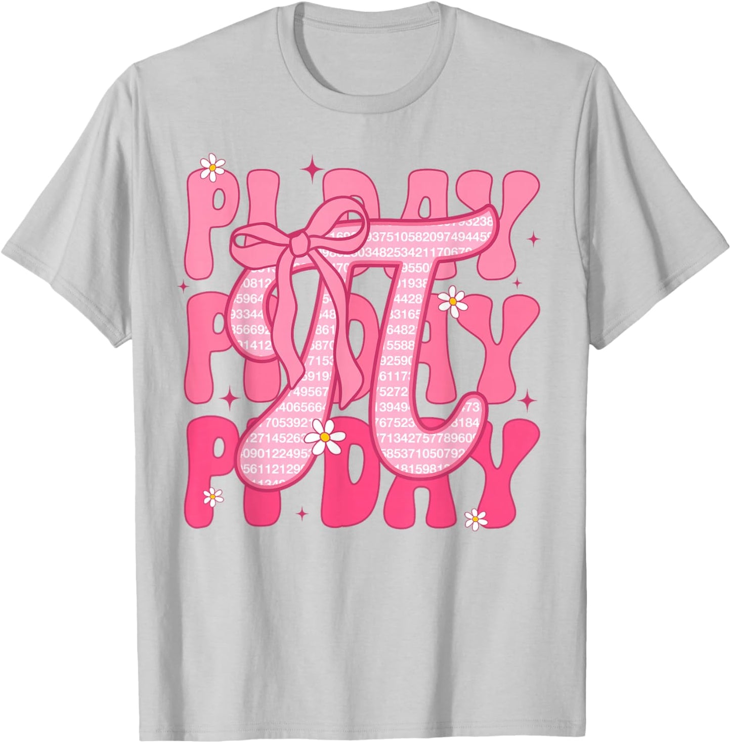 Pi Day Girls Kids Coquette Bow Math Teacher Women 3.14 Pi T-Shirt - T-Shirt | Ash