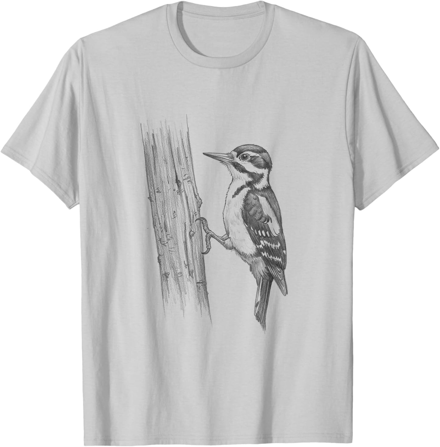 Vintage Woodpecker Drawing Design T-Shirt - T-Shirt | Ash