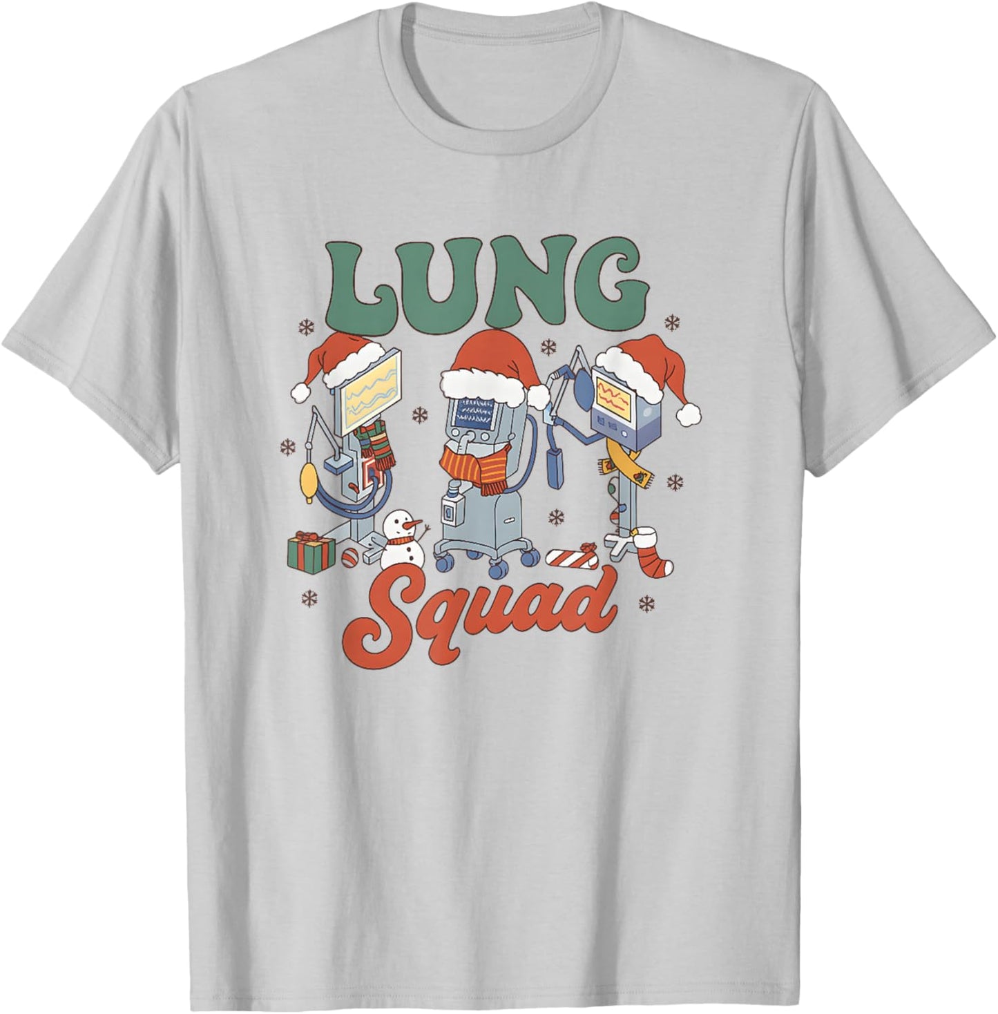Lung Squad Christmas Respiratory Therapist Holiday T-Shirt - T-Shirt | Ash