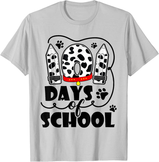 Cute Dog Happy 101 Days School Teacher Student 100 Days T-Shirt - T-Shirt | Ash