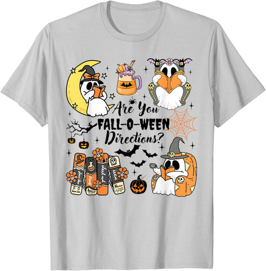 are You Fall o Ween Directions Funny Halloween Ghost Teacher T-Shirt - T-Shirt | Ash