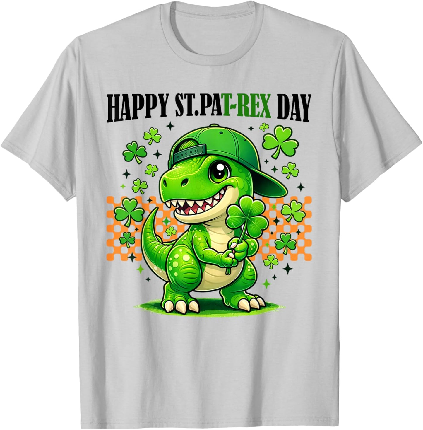 St. Patrick's Day Dinosaur Lover T-rex Happy St. Pat-rex Day T-Shirt - T-Shirt | Ash