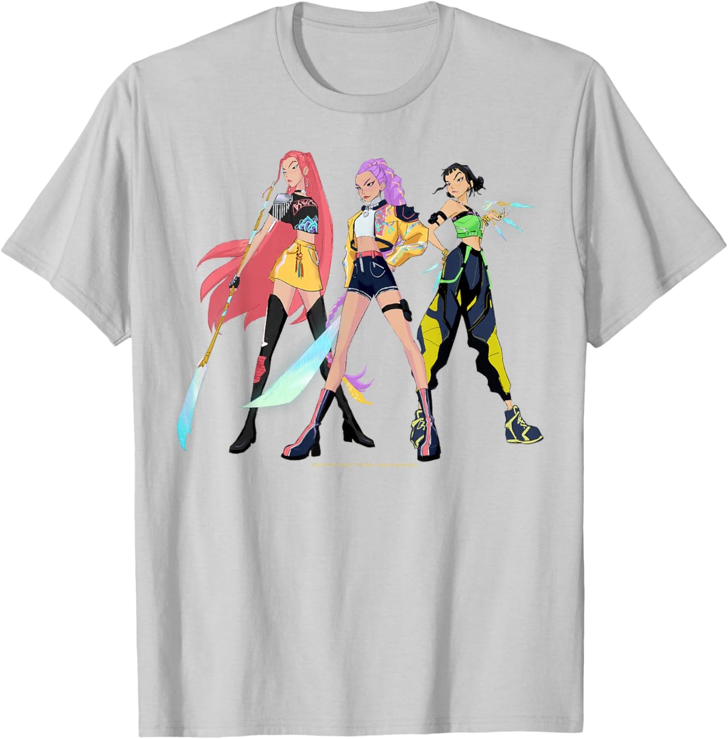 Kpop Demon Hunters Mira Rumi and Zoey Armed and Ready to Go T-Shirt - T-Shirt | Ash