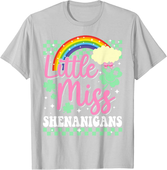 Little Miss Shenanigans for Girls Kids Women St Patricks Day T-Shirt - T-Shirt | Ash