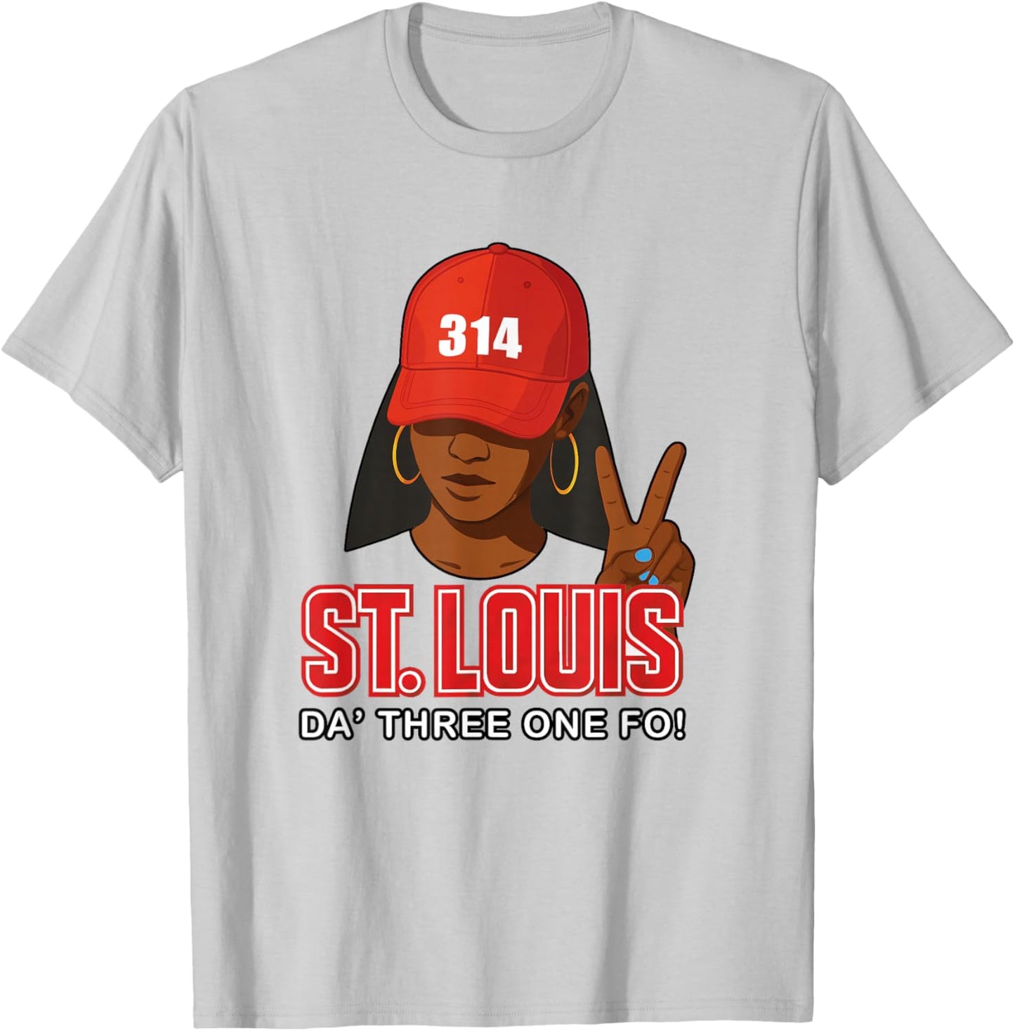 St. Louis 314 Red Hat African American Woman T-Shirt - T-Shirt | Ash