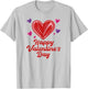 Happy Valentine's Day Scribble Hearts T-Shirt - T-Shirt | Ash