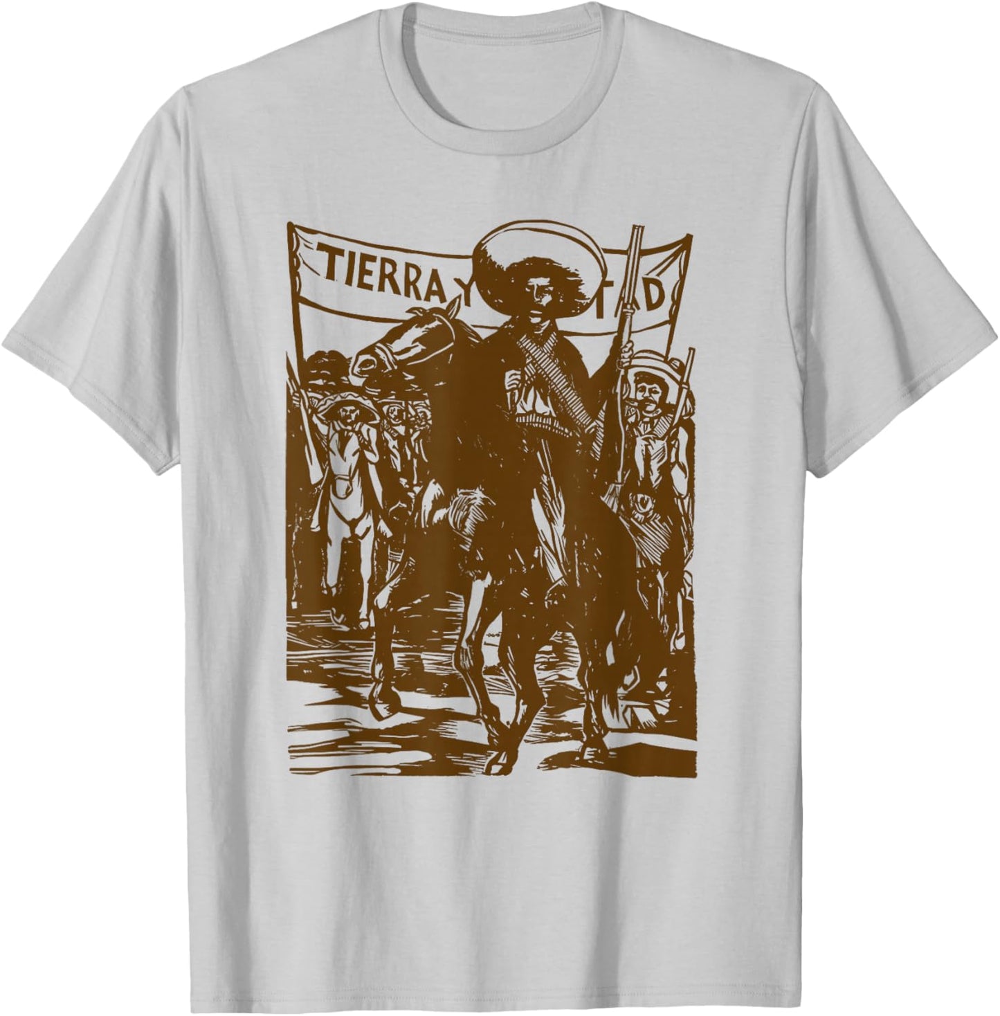 Emiliano Zapata Mexican Revolutionary Tierra Y Libertad T-Shirt - T-Shirt | Ash