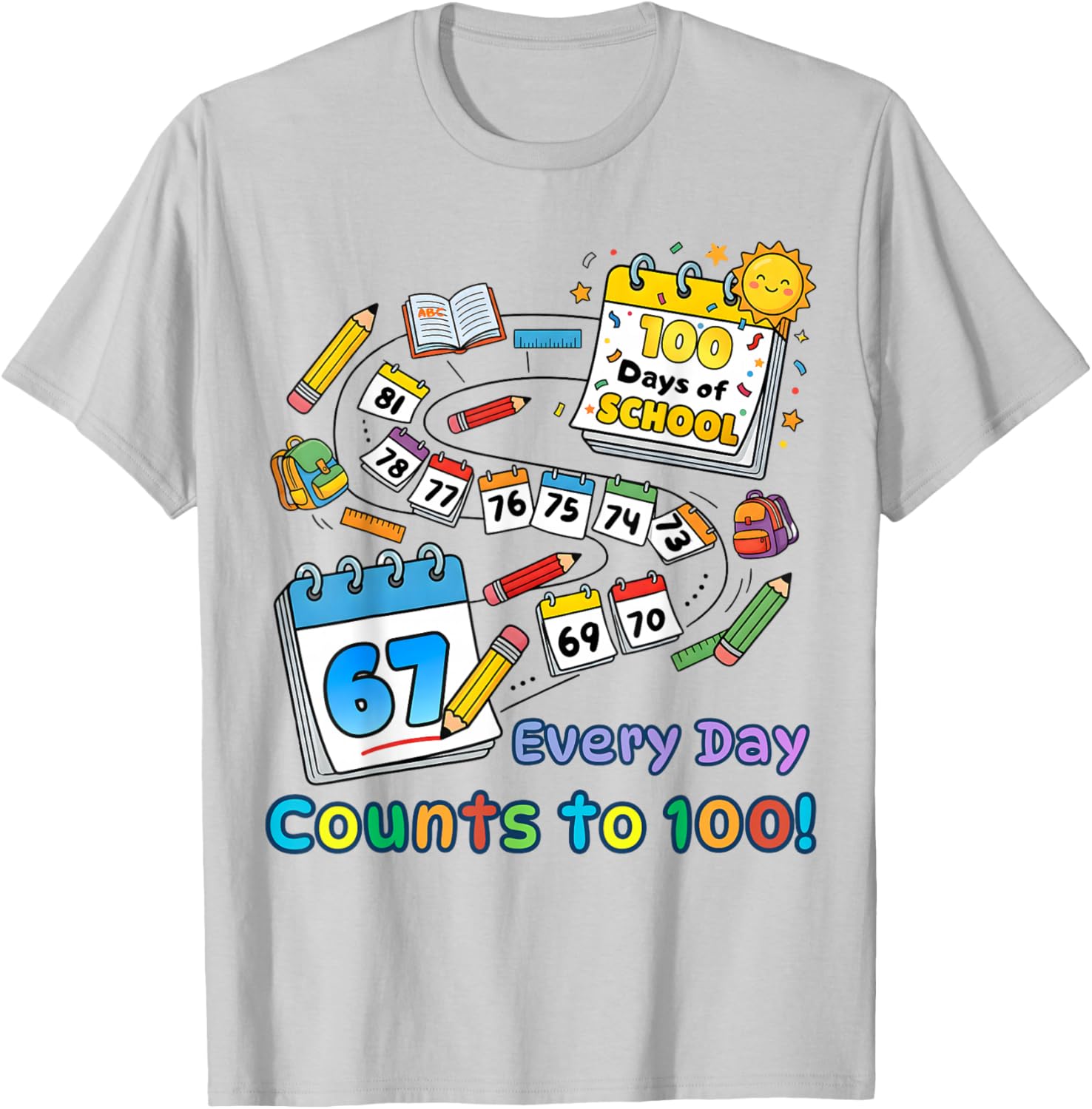 Every Day Counts 100 Days of School Kids T-Shirt - T-Shirt | Ash