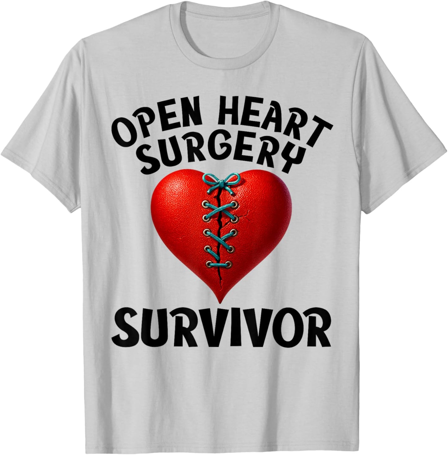 Open Heart Surgery Survivor Stitched Heart Men Women T-Shirt - T-Shirt | Ash