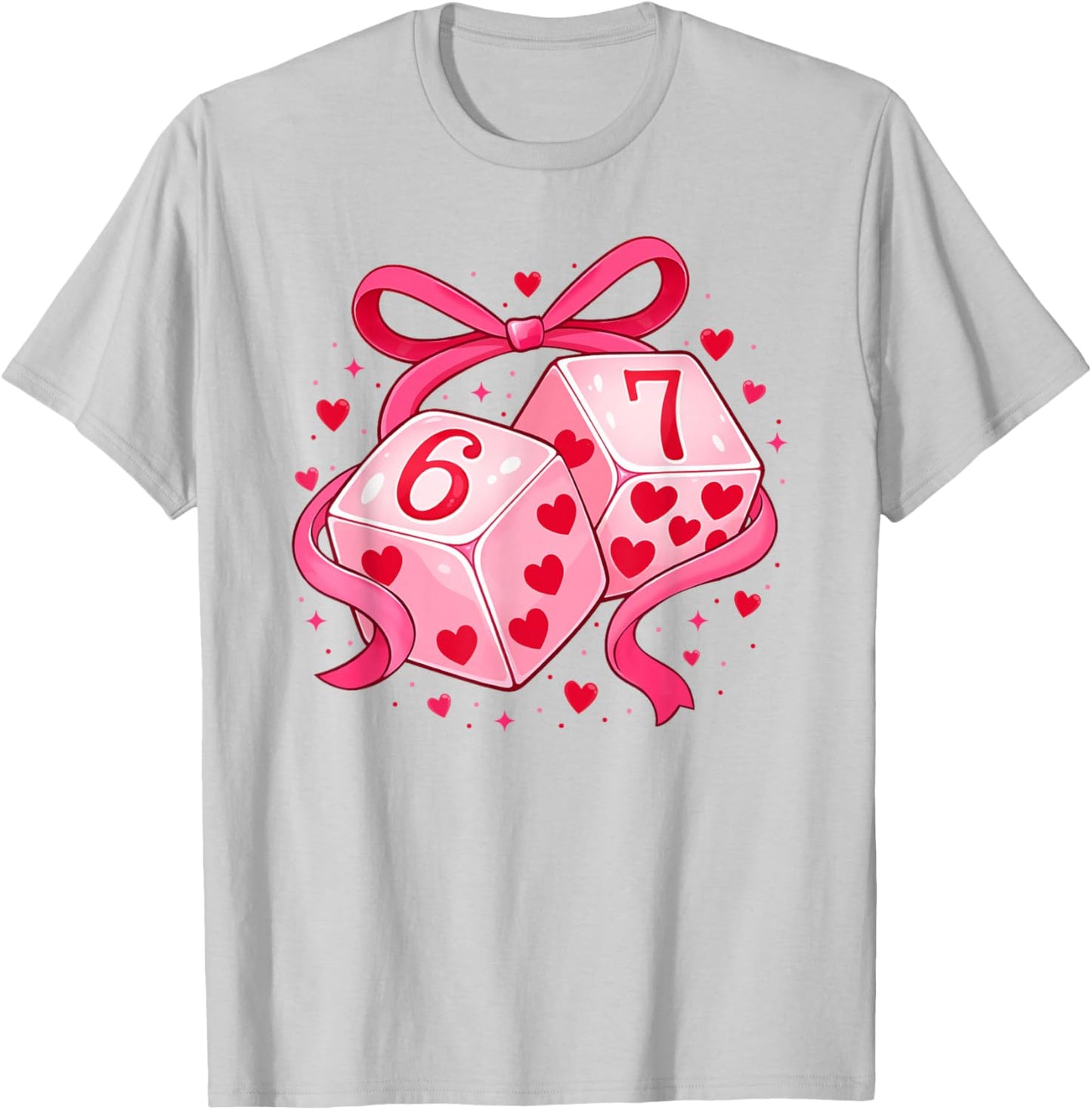 Preppy 67 Six Seven Dice 67 Meme Women Girls Valentines Day T-Shirt - T-Shirt | Ash