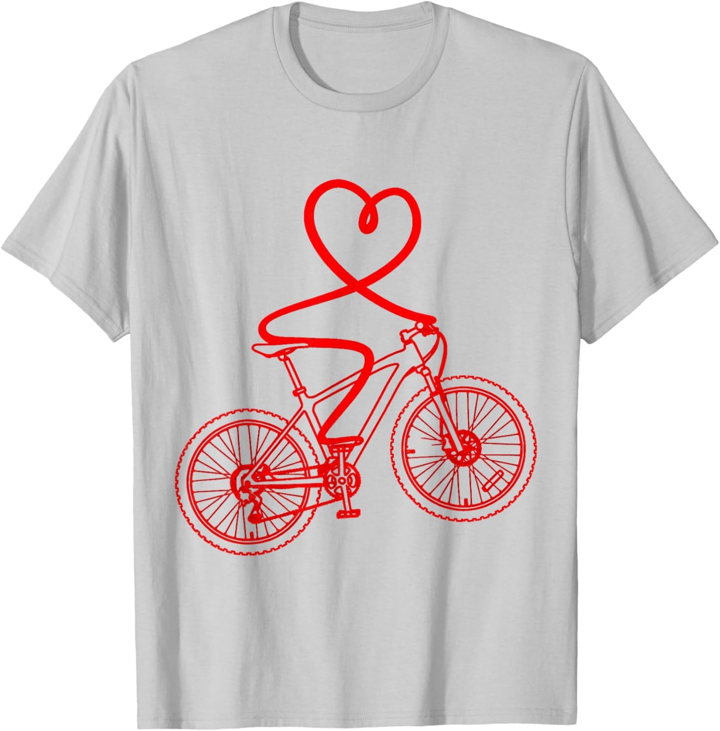 Mountain Biking Valentines Day T-Shirt - T-Shirt | Ash