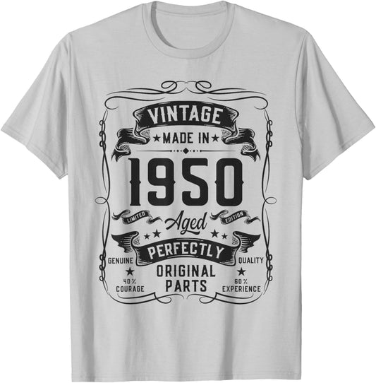 Vintage 1950 76yr 76th Birthday Gifts 76 Years Old T-Shirt - T-Shirt | Ash
