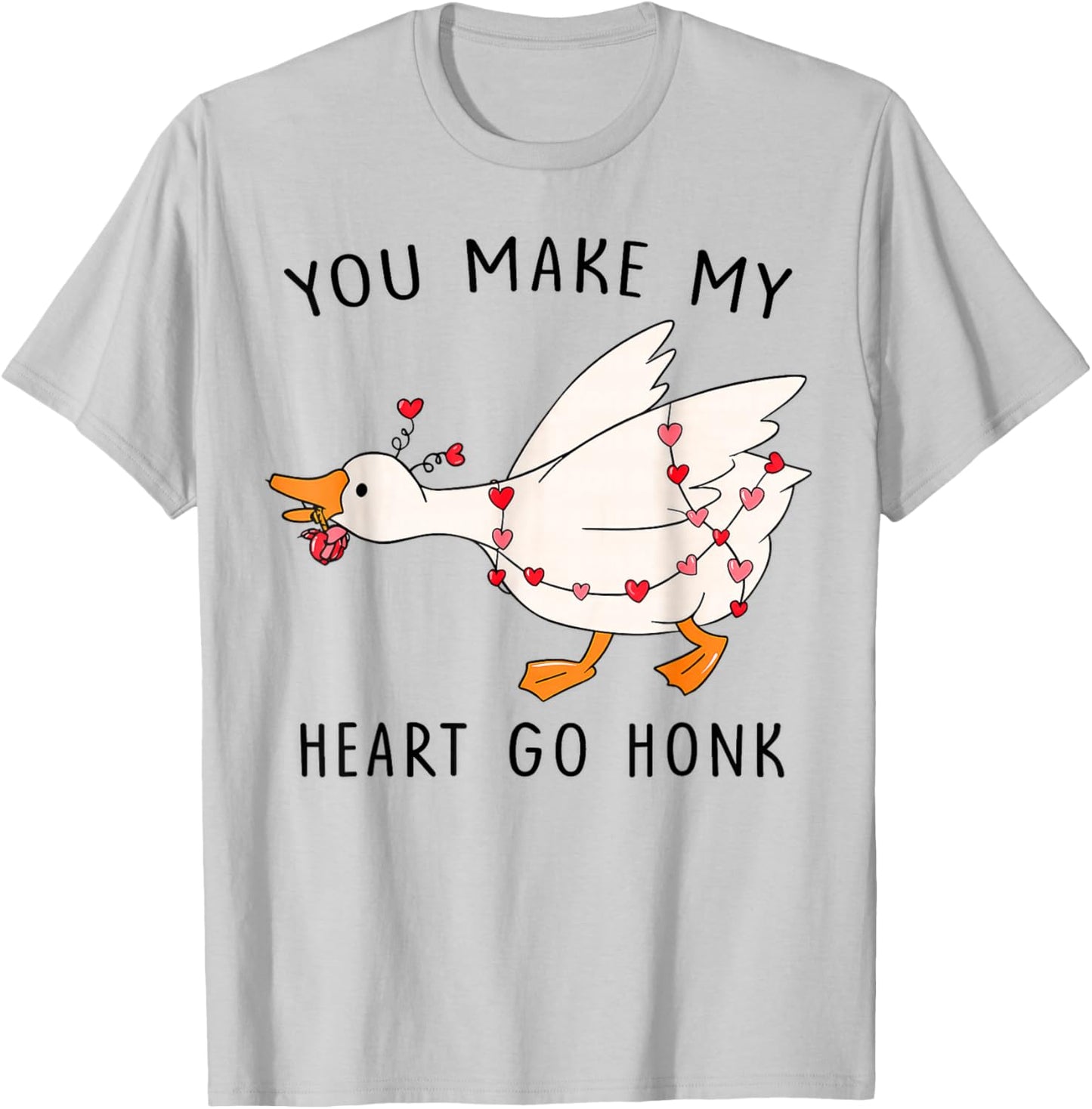 You Make My Heart Go Honk Sublimation - Valentine Goose T-Shirt - T-Shirt | Ash