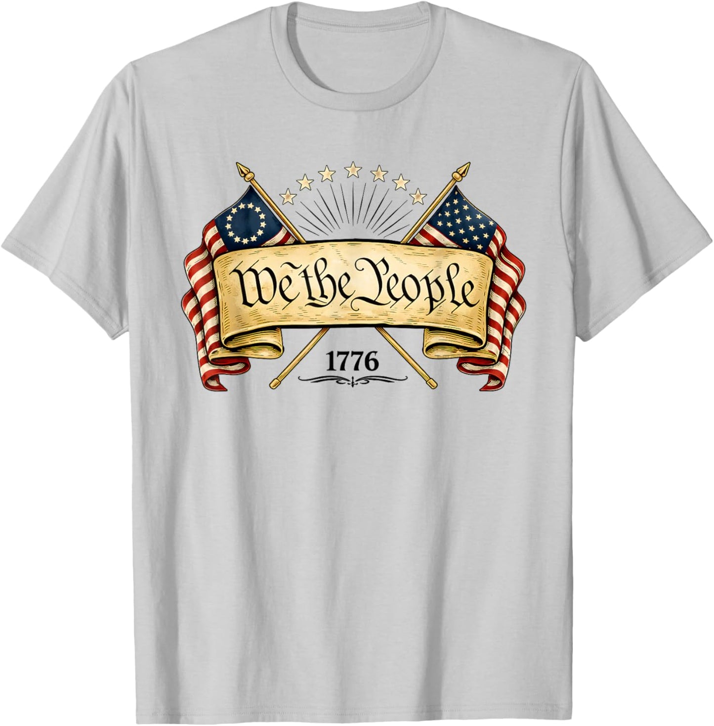 Patriotic Betsy Ross Flag 1776 2026 We The People T-Shirt - T-Shirt | Ash
