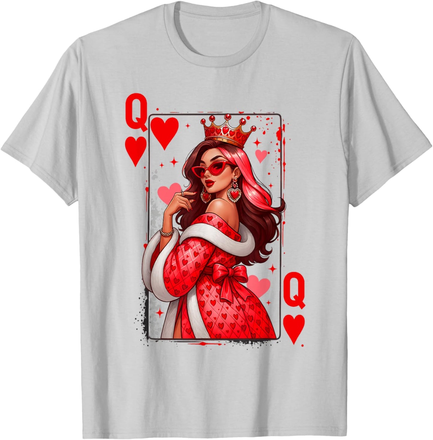 Queen of Heart Playing Card Love Valentine Outfit Women T-Shirt - T-Shirt | Ash