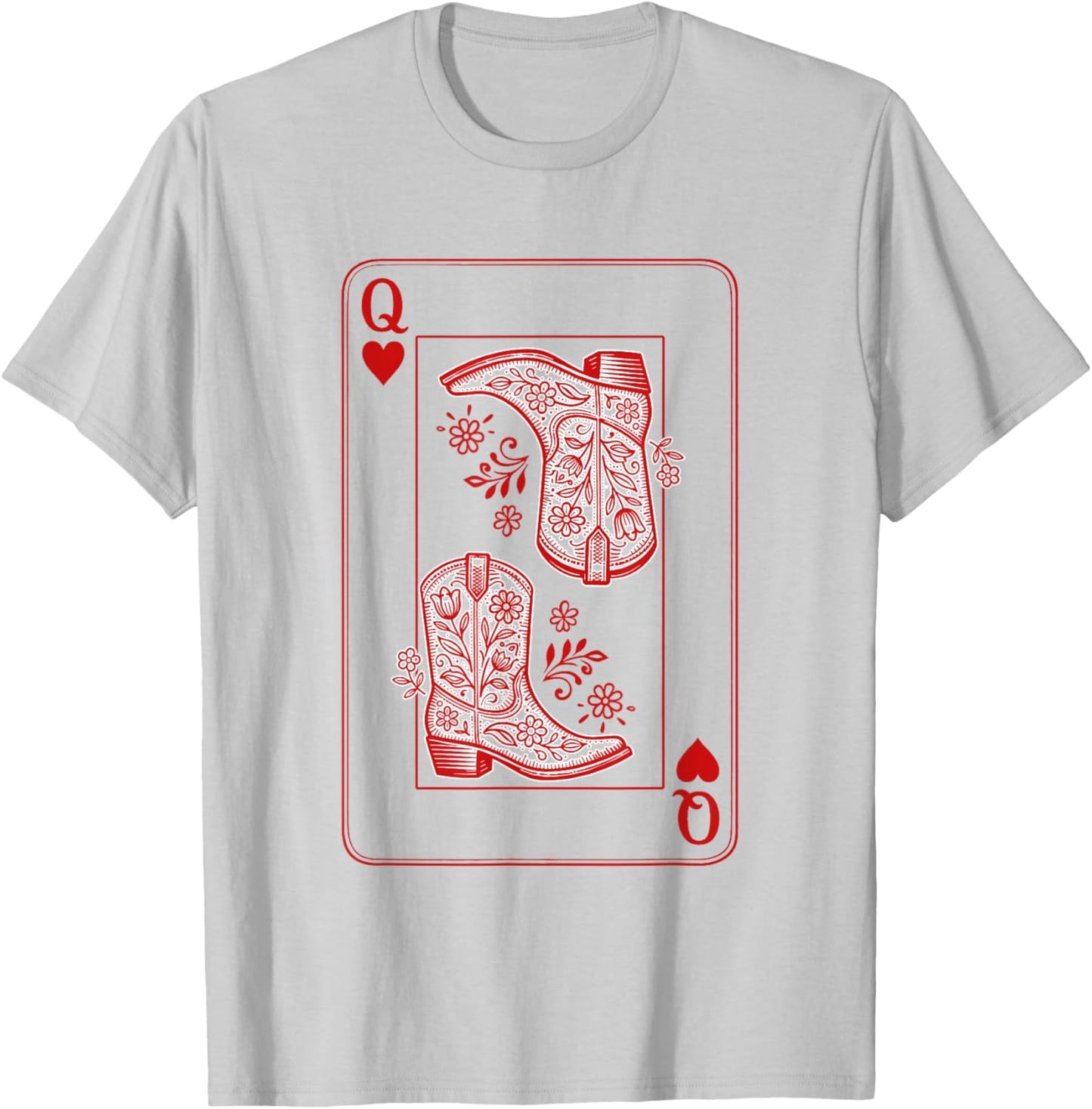 Western Life Rodeo Howdy Cowgirls Boots Queen of Hearts T-Shirt - T-Shirt | Ash