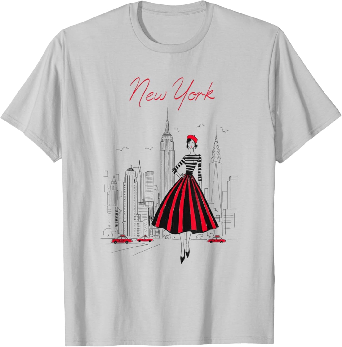 New York City Skyline Fashion Art Retro Style Women T-Shirt - T-Shirt | Ash