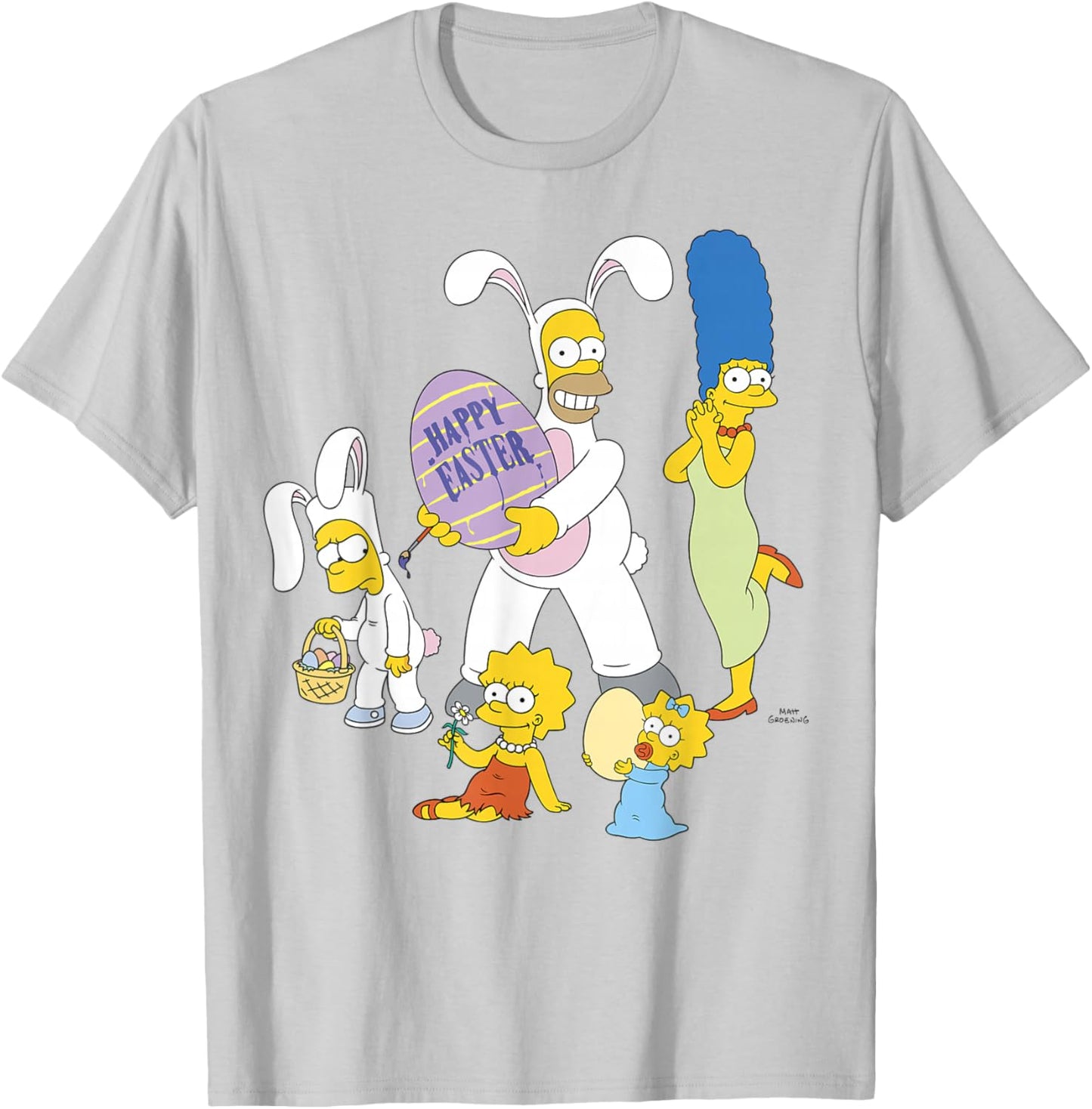The Simpsons Happy Easter Family Wearing Bunny Costumes T-Shirt - T-Shirt | Ash