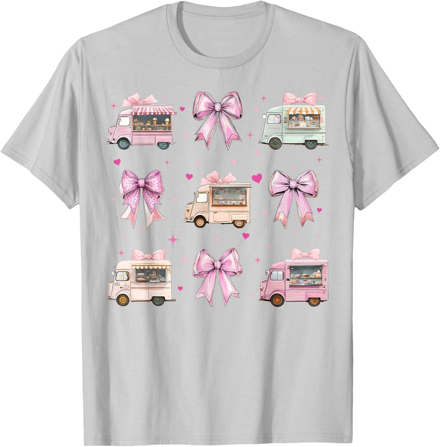 Food Truck Owner Girl Pink Coquette Bow T-Shirt - T-Shirt | Ash