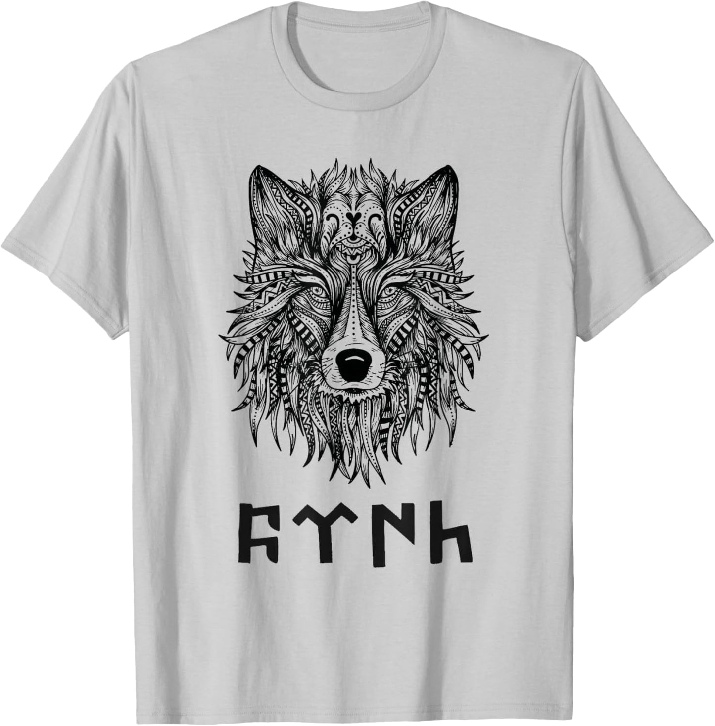 Türk Quote with Göktürk Letters & Köktürk Bozkurt Head T-Shirt - T-Shirt | Ash