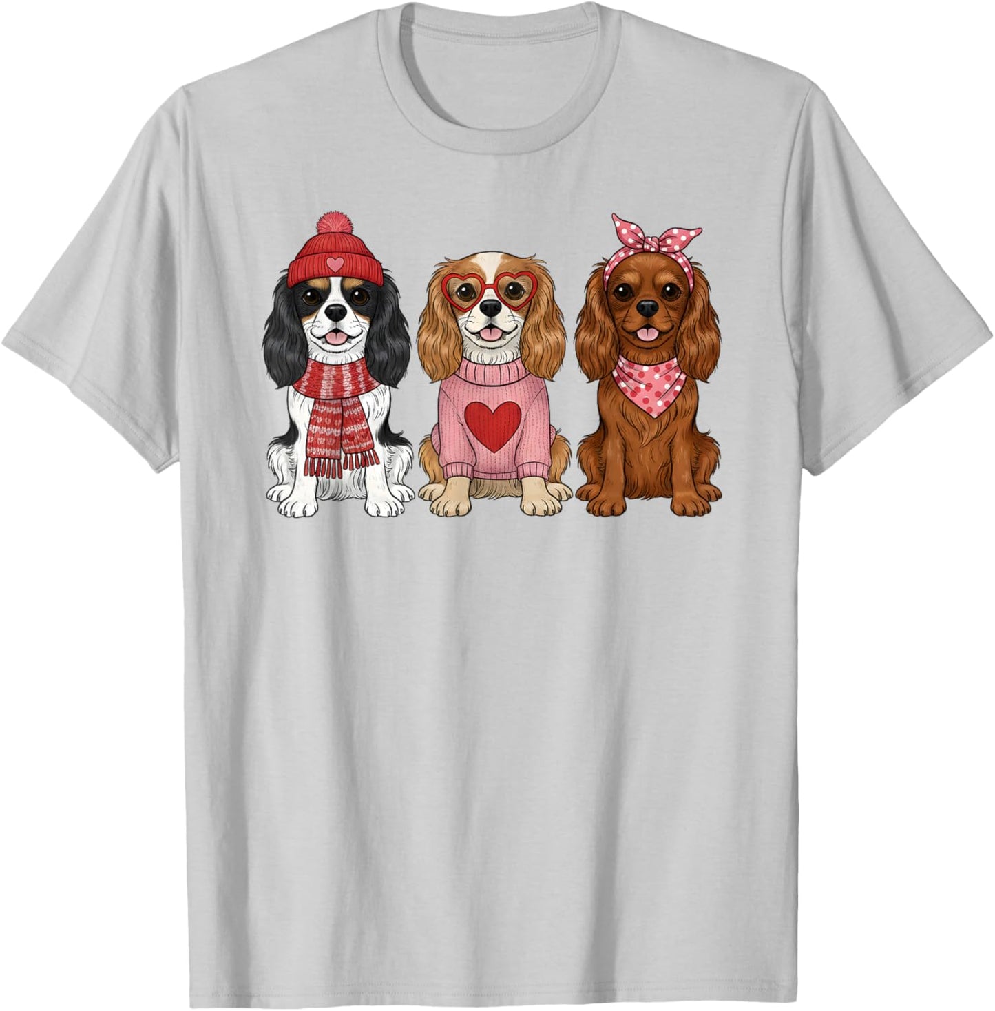 Cute Cavalier King Charles Spaniel Valentine Dog T-Shirt - T-Shirt | Ash