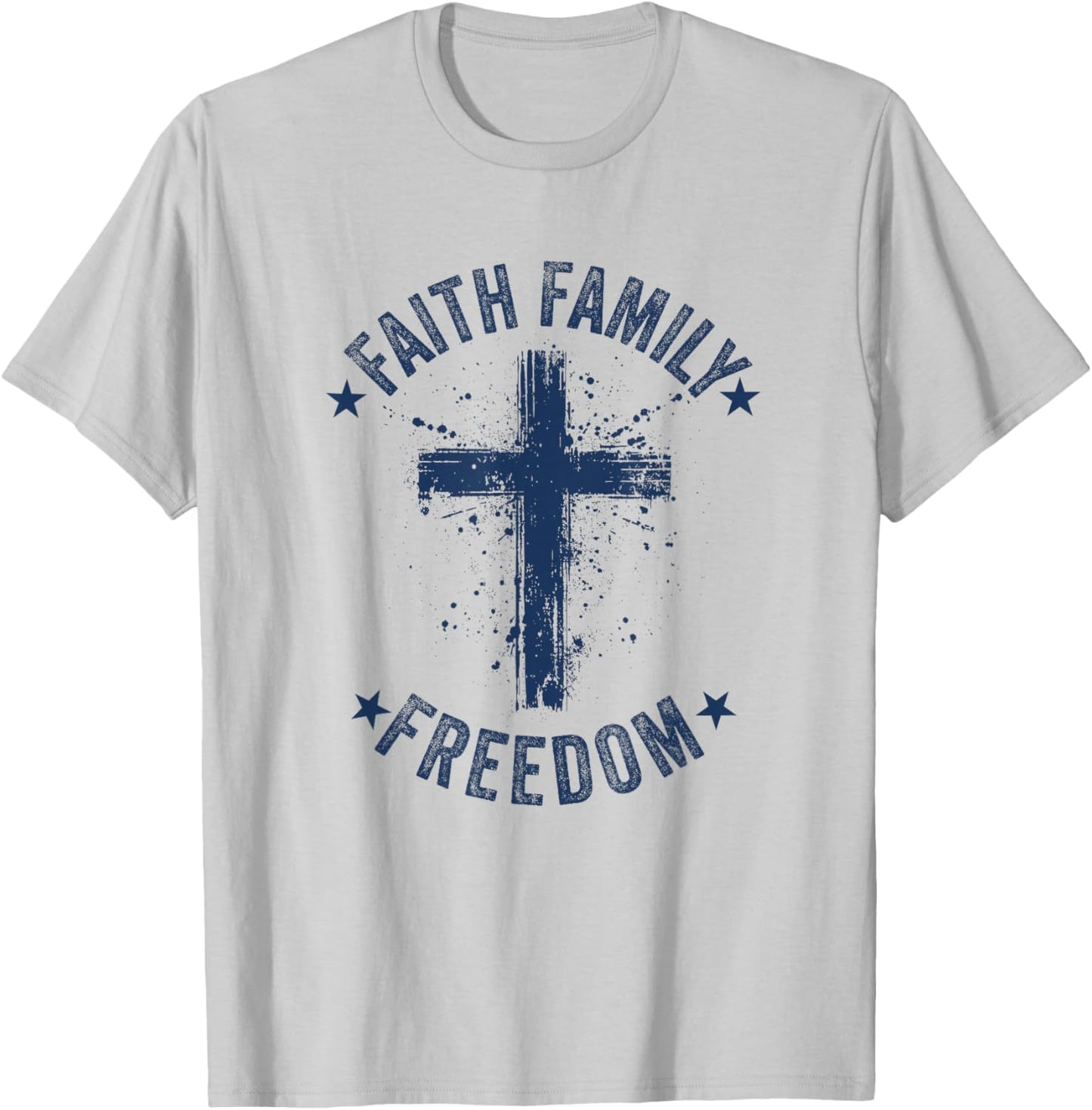 Faith Family Freedom American Flag Patriot USA Christian T-Shirt - T-Shirt | Ash
