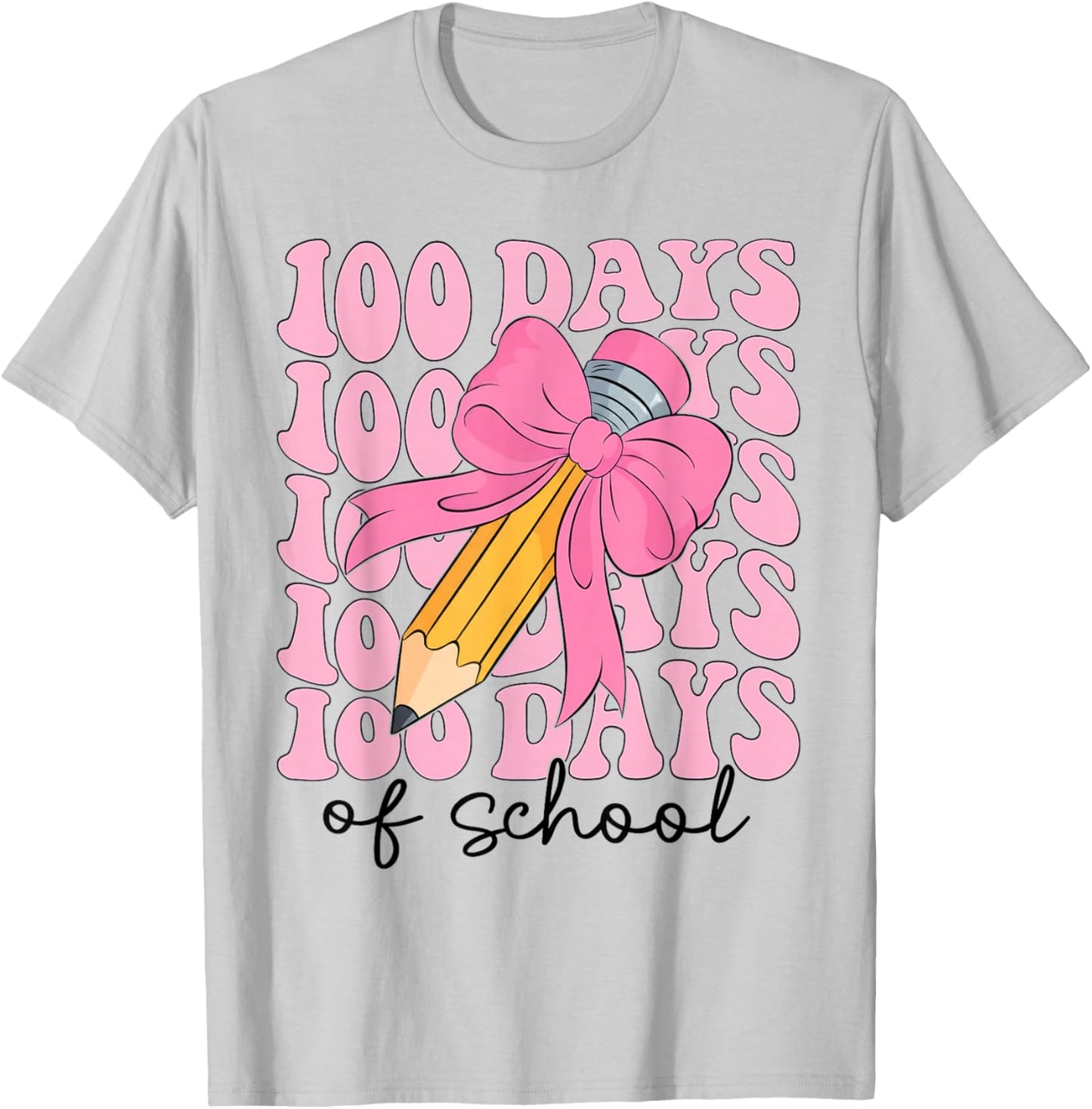Coquette Bow 100 Days of School Teacher 100th Day of School T-Shirt - T-Shirt | Ash