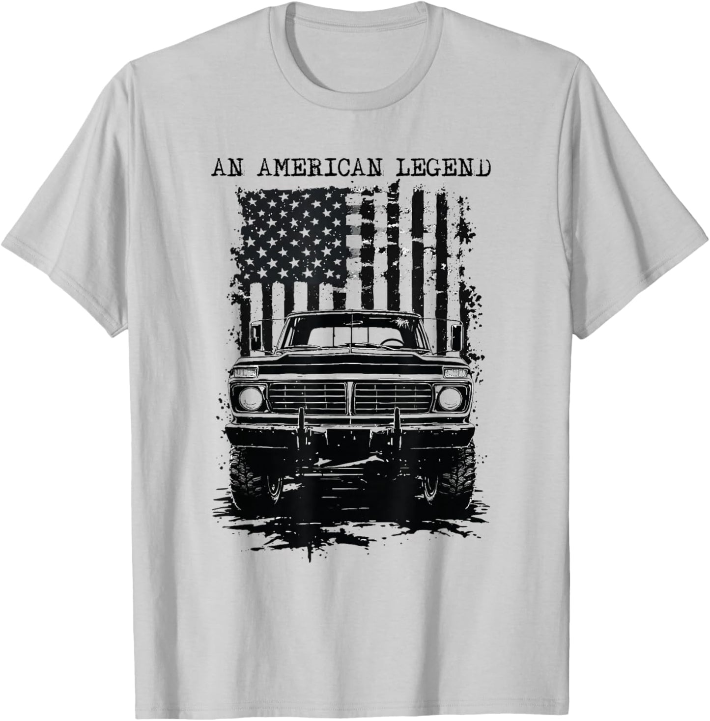 1976 Highboy Classic Dentside Truck Silhouette American Flag T-Shirt - T-Shirt | Ash