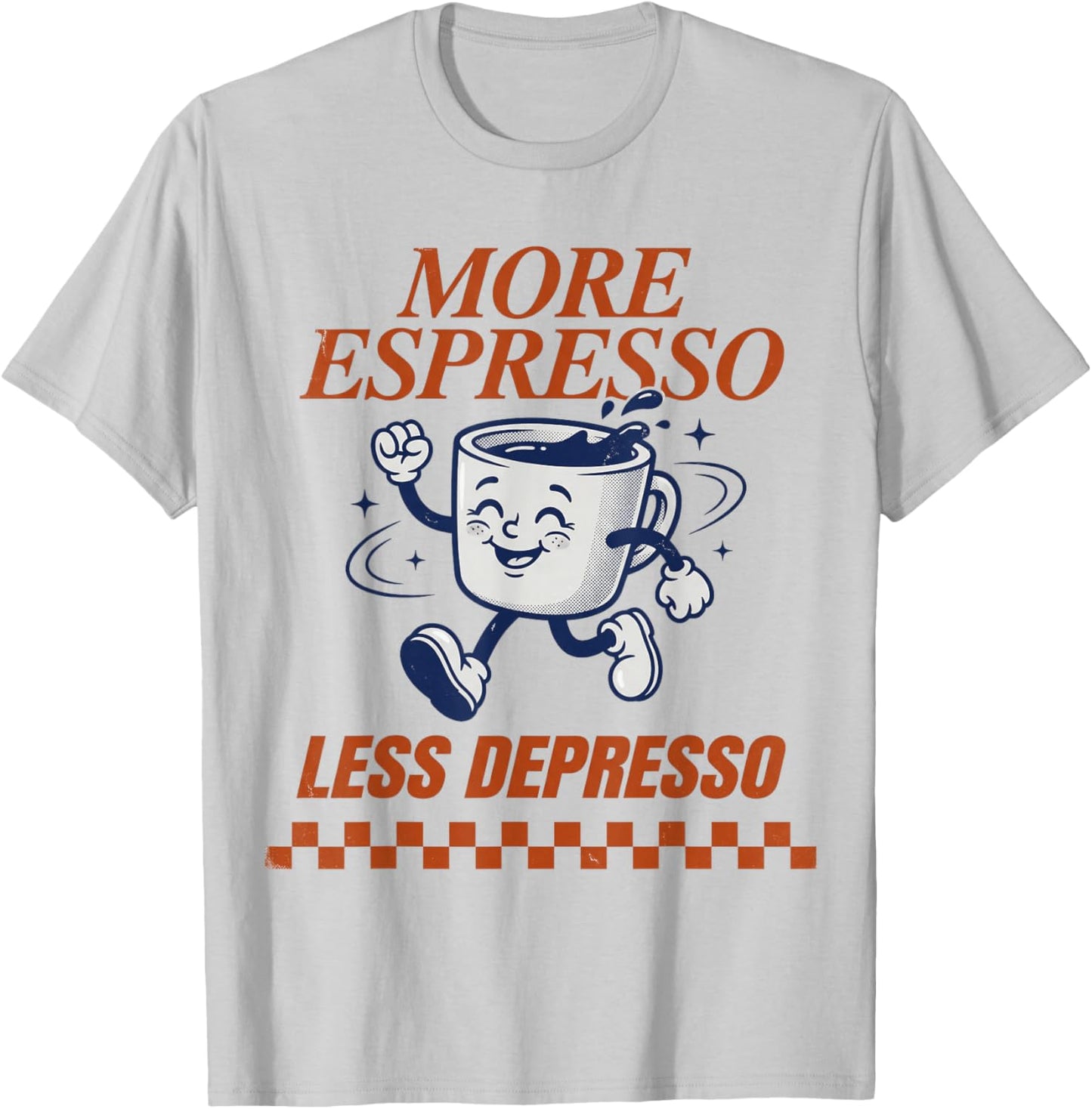 Groovy Vintage More Espresso Less Depresso Funny Coffee T-Shirt - T-Shirt | Ash