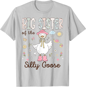 Big Sister of The Silly Goose First Birthday Girl Family T-Shirt - T-Shirt | Ash