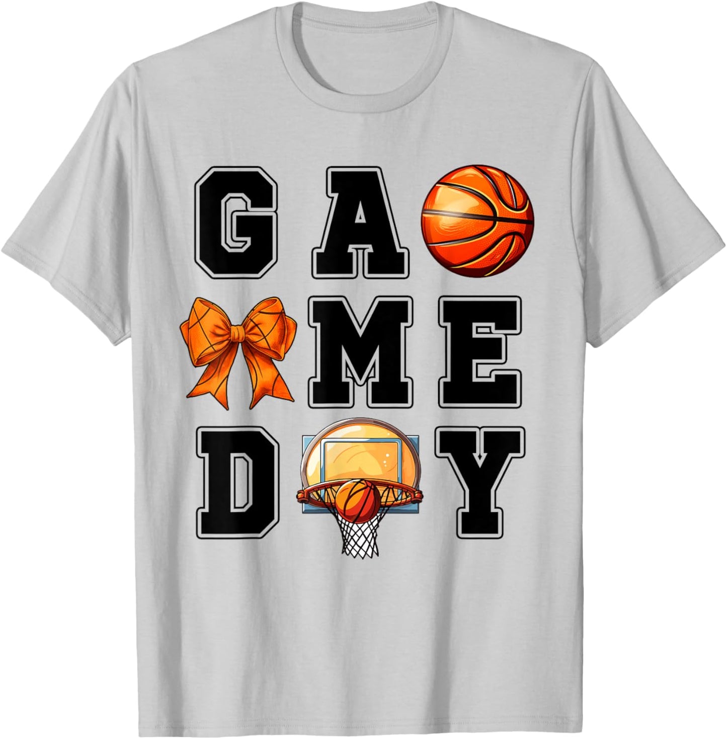 Basketball Game Day Shirts for Youth Boy Girl Mom Women Fans T-Shirt - T-Shirt | Ash