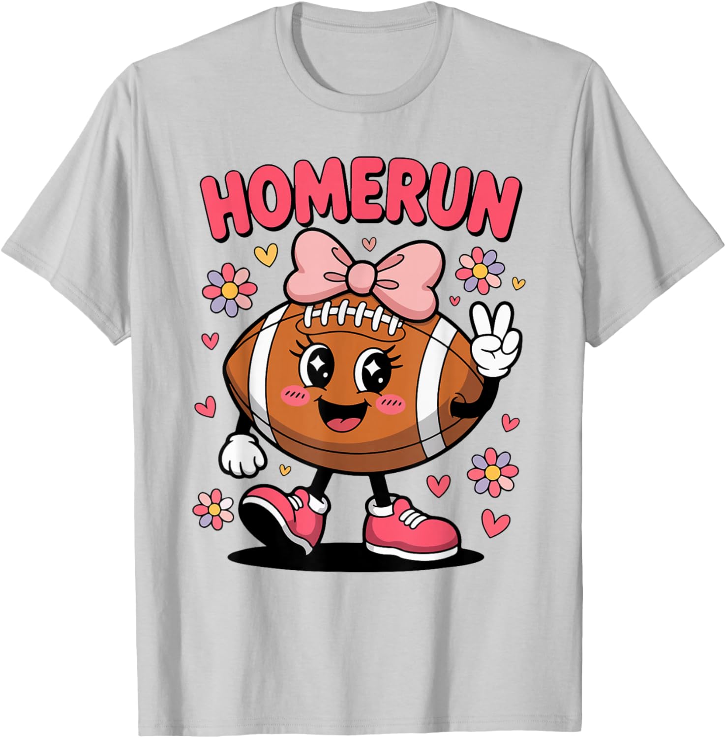 Youth Homerun Football Coquette Bow Football Sister Toddler T-Shirt - T-Shirt | Ash