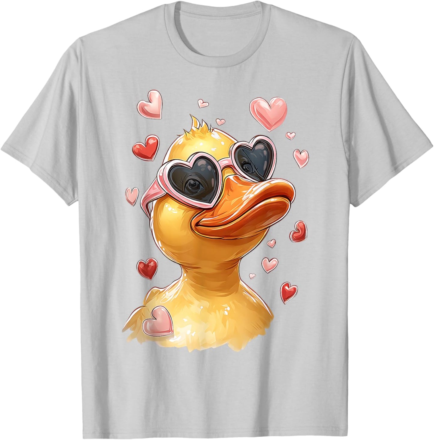 Rubber Duck Yellow Duckie Valentine's Day Heart Sunglasses T-Shirt - T-Shirt | Ash