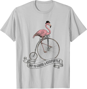 Off to Cause A Kerfuffle Flamingo Funny Birds Vintage Retro T-Shirt - T-Shirt | Ash