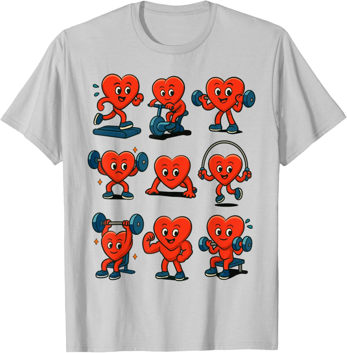 Heart Fitness Collection Gym Workout Weightlifting Valentine T-Shirt - T-Shirt | Ash