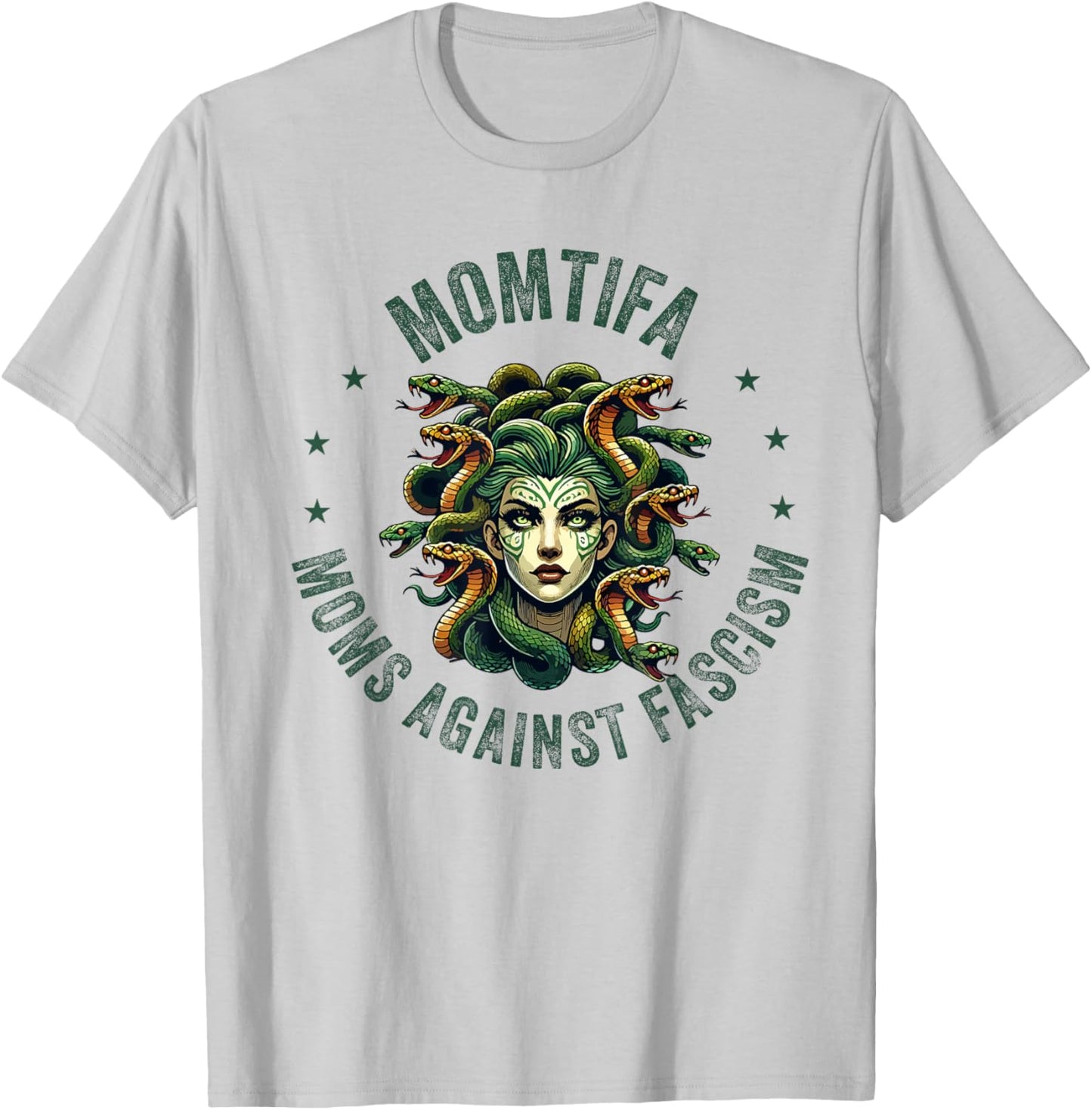 Momtifa Moms Against Fascism Protest Medusa Feminist Mother T-Shirt - T-Shirt | Ash