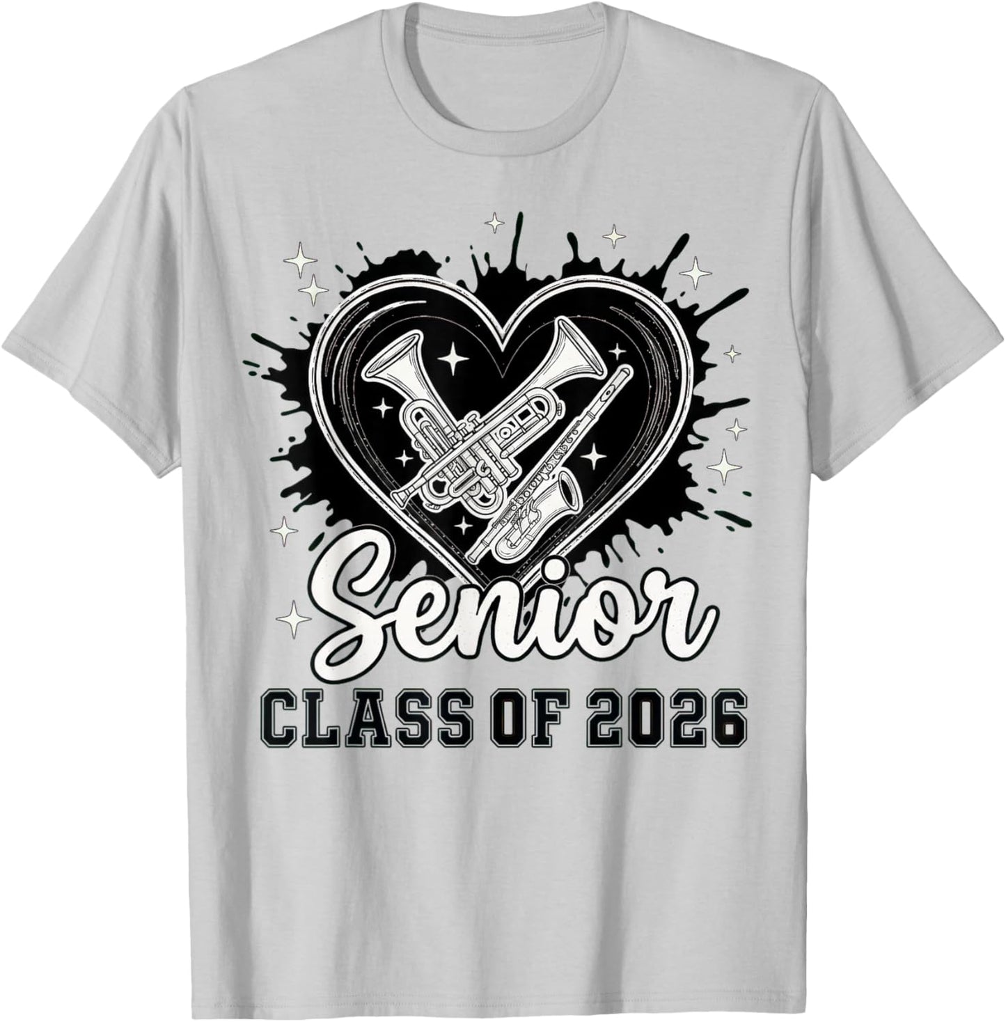 Senior Class of 2026 Concert Band Musician Graduation Heart T-Shirt - T-Shirt | Ash