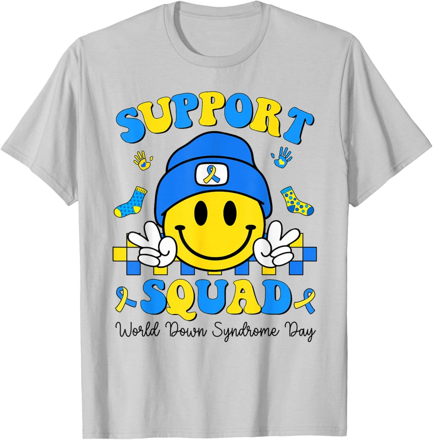 Support Squad World Down Syndrome Awareness Men Women Kids T-Shirt - T-Shirt | Ash