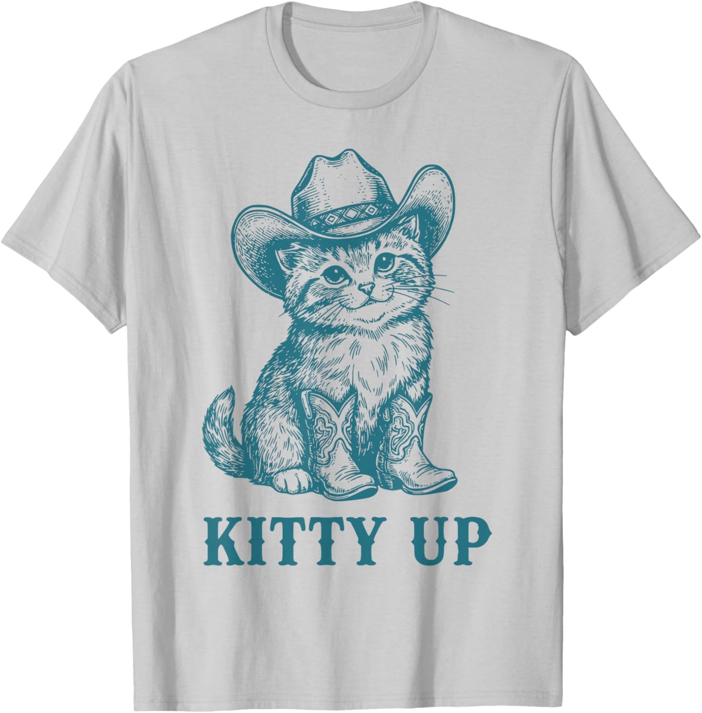 Cowboy Cat Kitty Up Vintage Western Cat Funny T-Shirt - T-Shirt | Ash