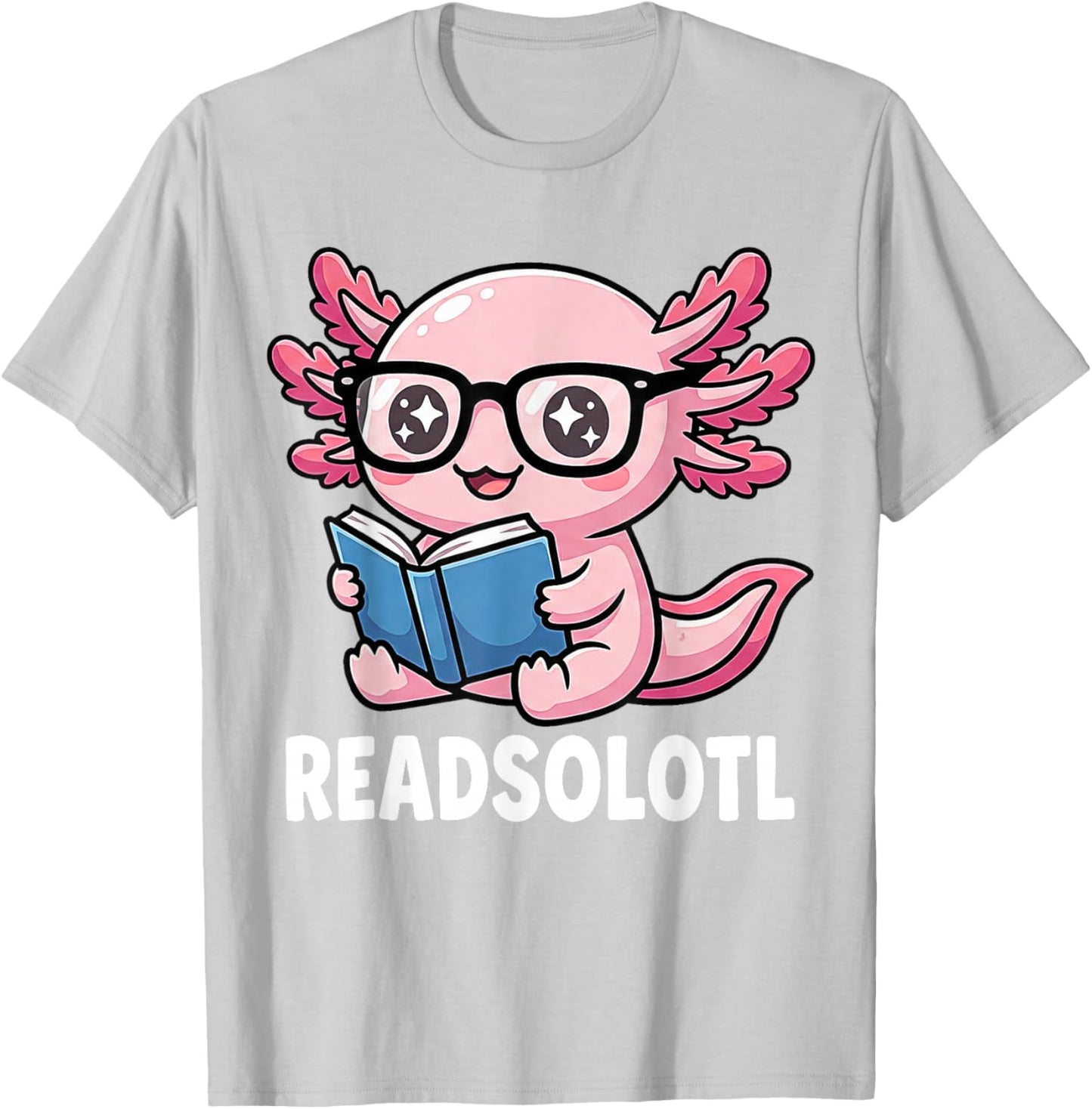 Cute Axolotl Read Books Cool Reading Kids Book Character T-Shirt - T-Shirt | Ash