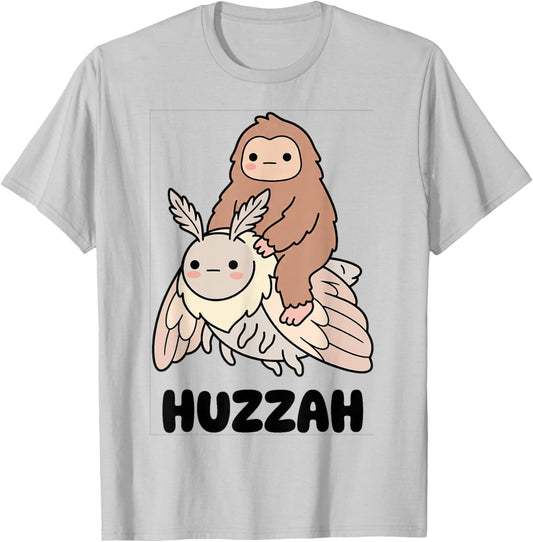 Huzzah Bigfoot Sasquatch Mothman Funny Cryptid Kawaii T-Shirt - T-Shirt | Ash