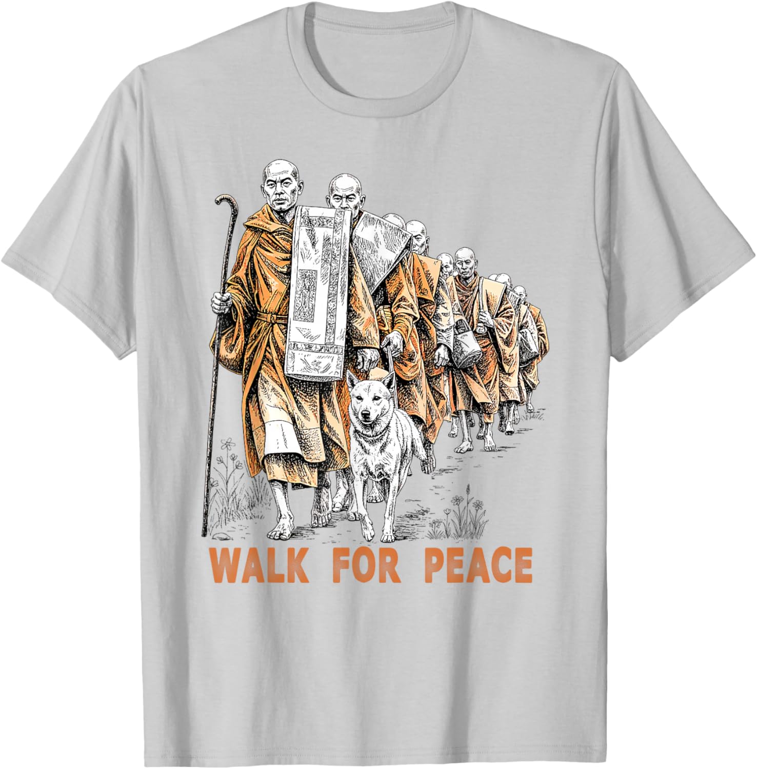 Walk for Peace Buddhist Monks Inspirational Journey T-Shirt - T-Shirt | Ash